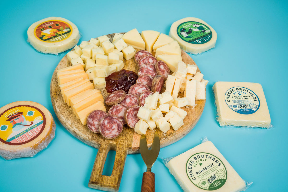 Charcuterie Meat and Cheese Box - 5 Cheese Blocks, Spiced Salami & Jam | Wisconsin's Cheese Brothers